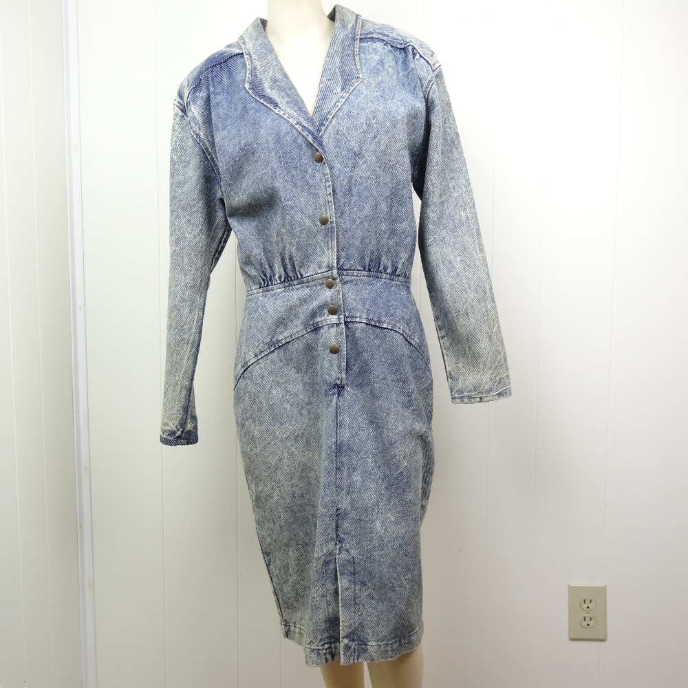 VTG 80s 90s Paris Blues Denim Jean Dress Grunge 11